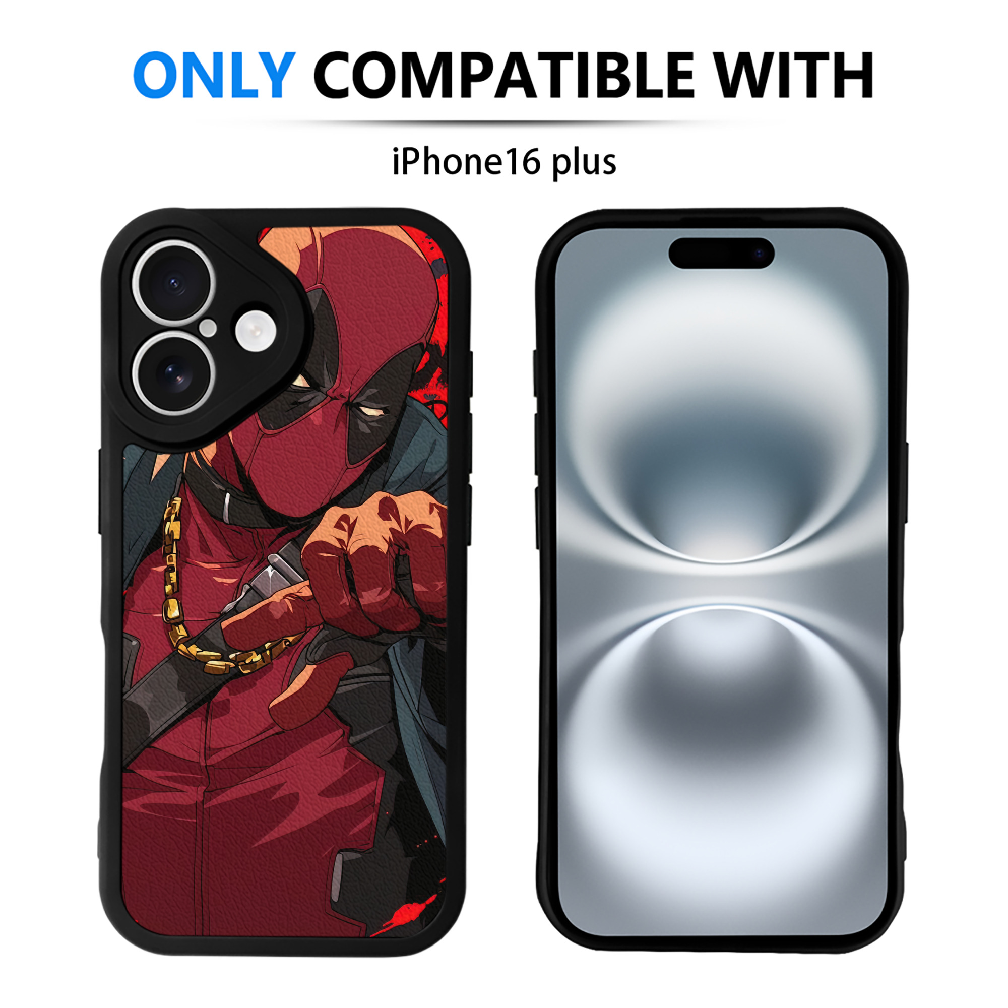 （画像用） Deadpool デッドプール 【iPhone 16シリーズ対応】シリコンスマホケース（レザー調） 材質：シリコン